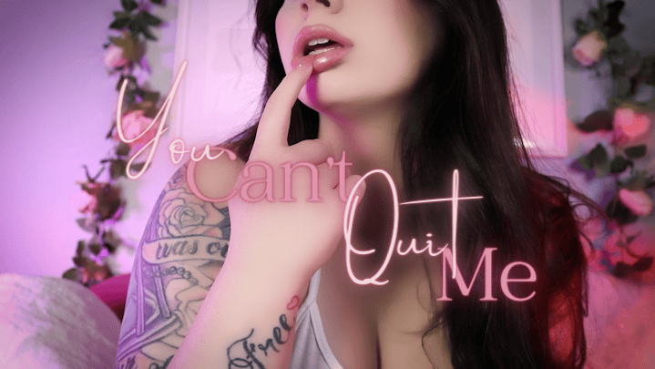 adela divine's thumbnail for femdom pov clip you can't quit me. themes are findom, goddess worship and gooning, relapse fantasy