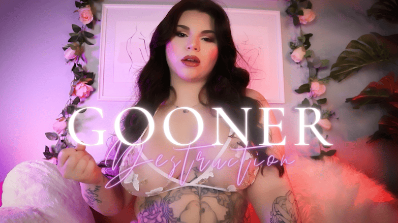 adela divine's thumbnail for femdom pov clip gooner destruction. themes gooning, jerk off instruction, humiliation