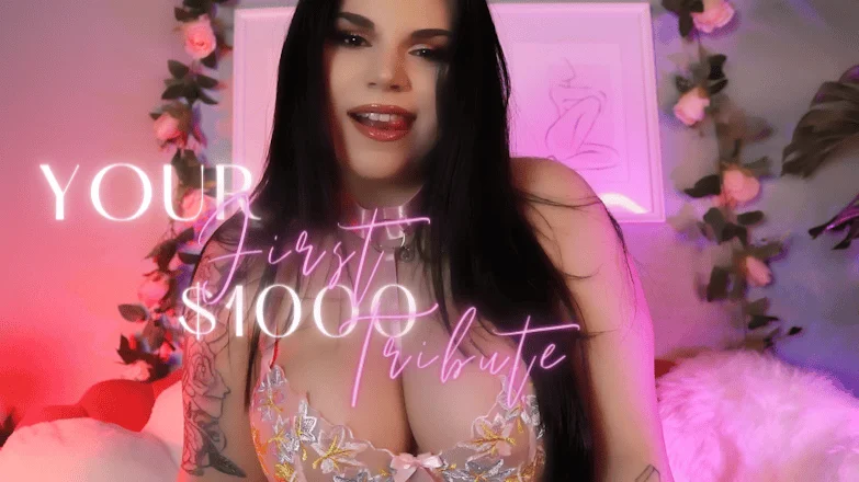 adela divine's thumbnail for femdom pov clip your first $1000 tribute. themes findom, gooning, tease and denial