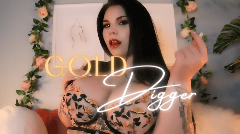 adela divine's thumbnail for femdom pov clip gold digger. themes findom, humiliation, gooning