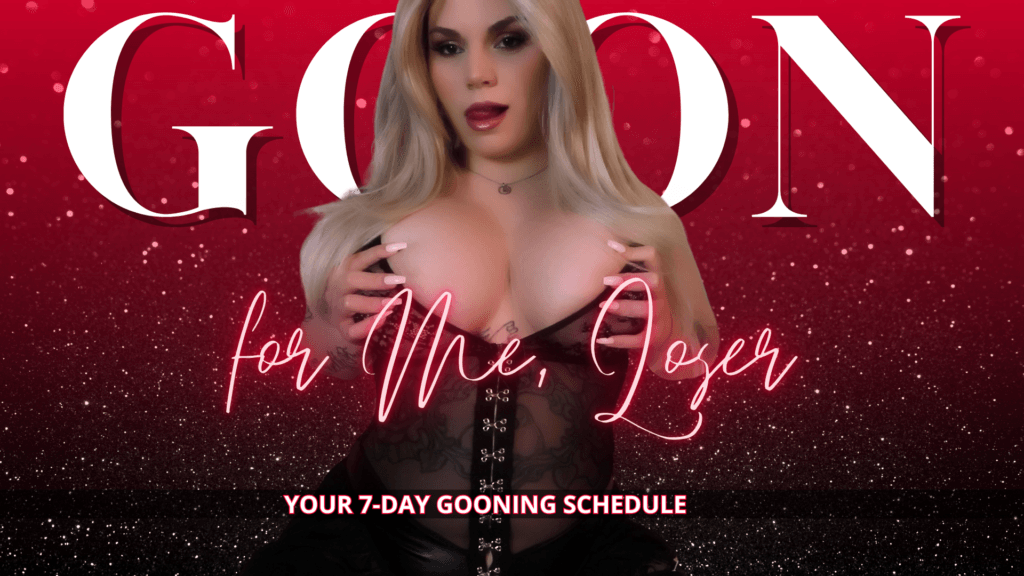 adela divine's thumbnail for blog post goon for me loser, themes are gooning, clips, schedules
