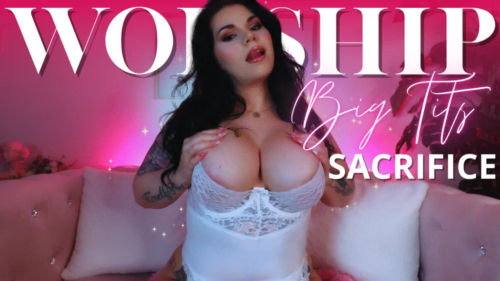 adela divine's thumbnail for femdom pov clip worship big tits: sacrifice. themes are findom, tit worship, gooning, JOI, financial slavery