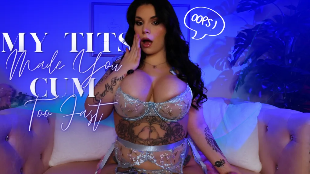 adela divine femdom and findom thumbnail for pov clip my tits made you cum too fast, premature ejaculation, prejac training, premie joi