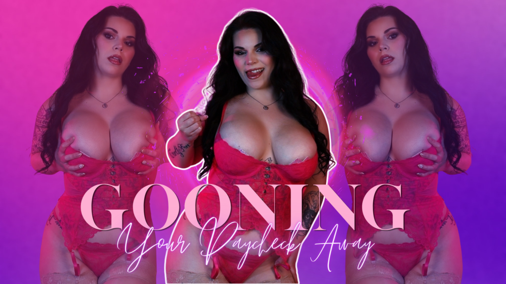 adela divine's thumbnail for femdom pov clip called gooning your paycheck away. themes findom gooning, edging, financial domination